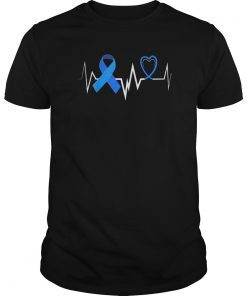 HeartBeat blue Ribbon Child Abuse month awareness Tee shirt