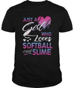 Just A Girl Who Loves Softball and Slime T shirt Gift