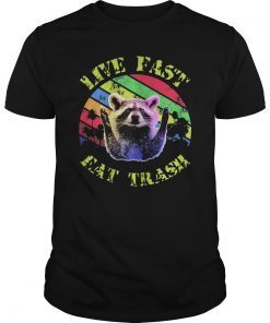 Live fast eat Trash Funny Raccoon Camping Vintage tee shirt