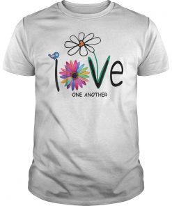 Love One Another Daisy Bird Hippie Flower Gift Tee Shirt