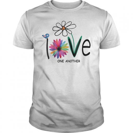 Love One Another Daisy Bird Hippie Flower Gift Tee Shirt