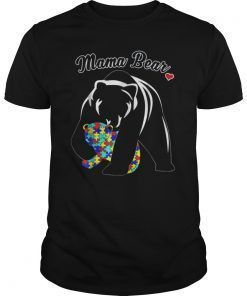 Mama Bear Autism Awareness T Shirt Love Support Mother