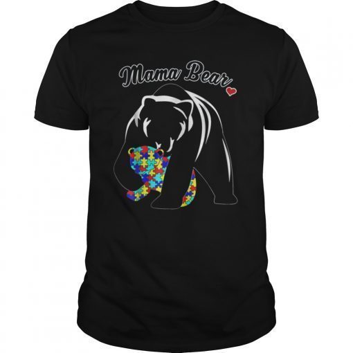 Mama Bear Autism Awareness T Shirt Love Support Mother