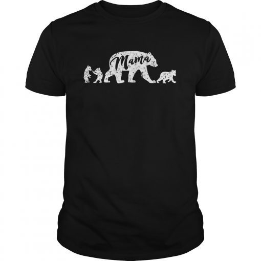 Mama Bear T Shirt with Three Cute Bear Cubs