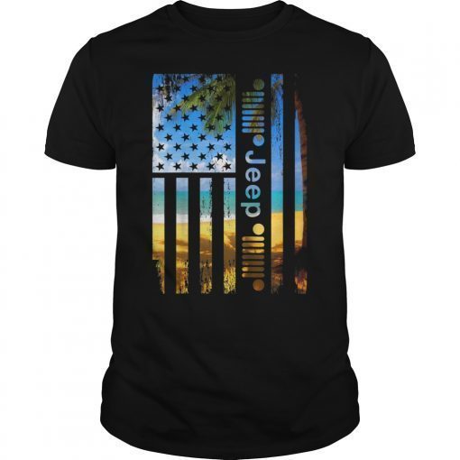 Mens Jeep American Flag Summer Beach Jeep Drivers Shirt