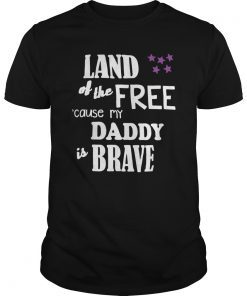 This Military Child Month Purple Up Pride Awareness Shirt with funny quote Free Brave Dad, are perfect Mothers, Fathers Day gifts for proud, patriotic, brave military brat this April to appreciate their sacrifice on veteran soldier dads, moms deployment.