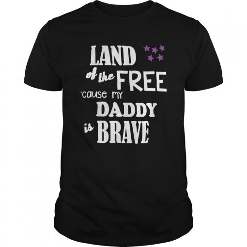 This Military Child Month Purple Up Pride Awareness Shirt with funny quote Free Brave Dad, are perfect Mothers, Fathers Day gifts for proud, patriotic, brave military brat this April to appreciate their sacrifice on veteran soldier dads, moms deployment.