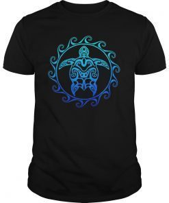 Ocean Blue Tribal Hawaiian Sea Turtle T-Shirt
