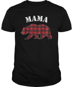 Red Plaid Mama Bear Buffalo Matching Family Pajama Shirt