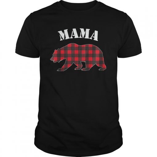 Red Plaid Mama Bear Buffalo Matching Family Pajama Shirt