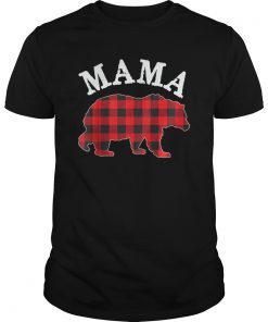 Red Plaid Mama Bear Matching Buffalo Family Pajama T-Shirt