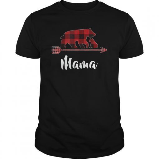 Red Plaid Mama Bear Matching Buffalo Pajama T-Shirt