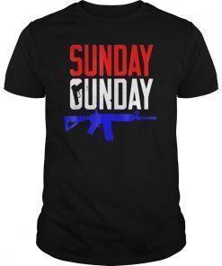 Red, White, and Blue Distressed Sunday Gunday Gun T Shirt