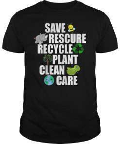 Save Bees Rescue Animals Recycle Plastic Tee Shirt Earth Day