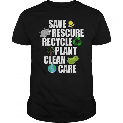 Save Bees Rescue Animals Recycle Plastic Tee Shirt Earth Day