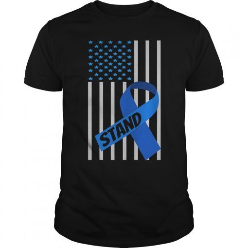 USA Flag blue Ribbon Child Abuse Prevention month Shirt