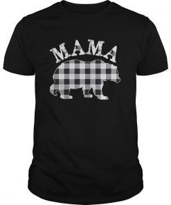 White Plaid Mama Bear Buffalo Matching Family Pajama T-Shirt