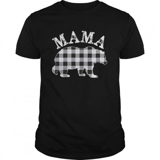 White Plaid Mama Bear Buffalo Matching Family Pajama T-Shirt