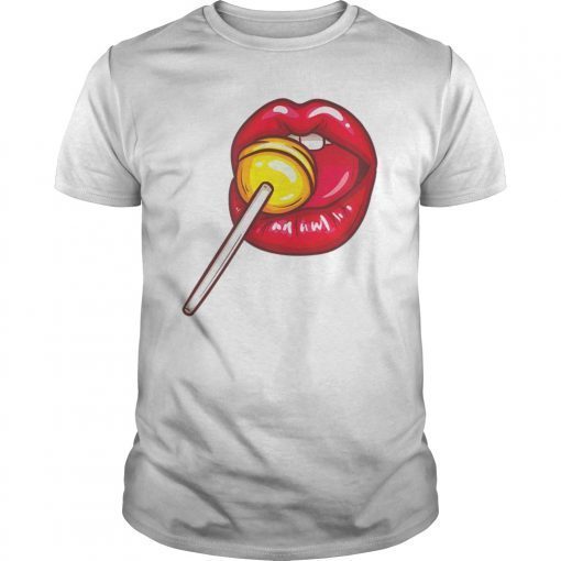 Woman Licking Lollipop Tee Shirt