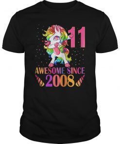 11 Years Old 11th Birthday Unicorn Dabbing Shirt