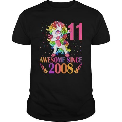 11 Years Old 11th Birthday Unicorn Dabbing Shirt