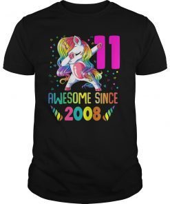 11 Years Old 11th Birthday Unicorn Dabbing Shirt Girl Party