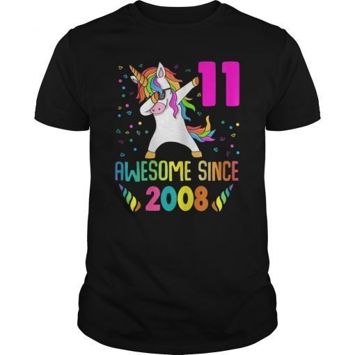 11 Years Old 11th Birthday Unicorn Dabbing Tee Shirt Girl Party