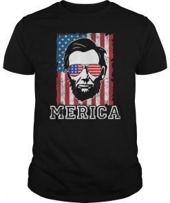 4th of July Shirt Merica Abe Abraham Lincoln USA Flag Tshirt