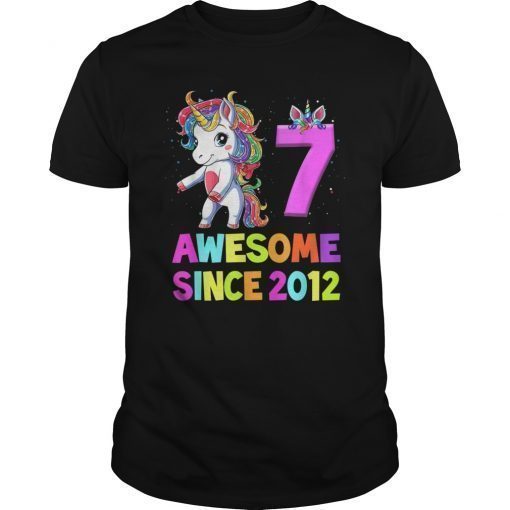 7 Years Old 7th Birthday Unicorn Floss Shirt Girl Gift Party T-Shirt