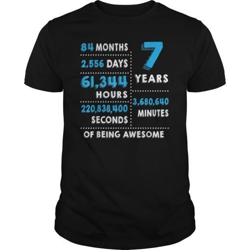 7th Birthday Gift T Shirt 7 Years Old Being Awesome Tee