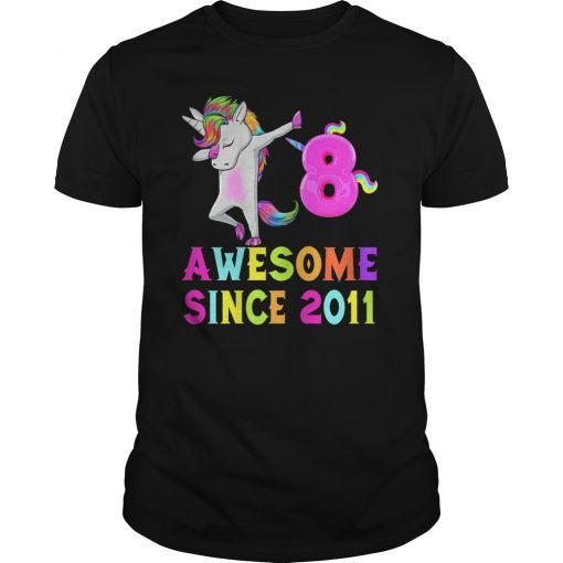 8 Little Girls And Awesome Since 2011 Unicorn Dabbing Shirt