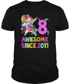 8 Years Old 8th Birthday Unicorn Dabbing Shirt Girl Party T-Shirt