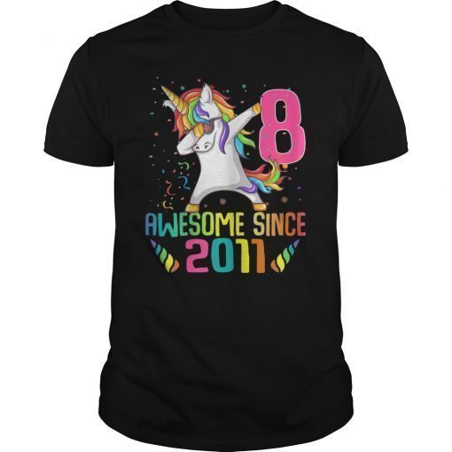 8 Years Old 8th Birthday Unicorn Dabbing Tee Shirt Girl Party