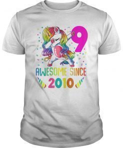 9 Years Old 9th Birthday Unicorn Dabbing Shirt