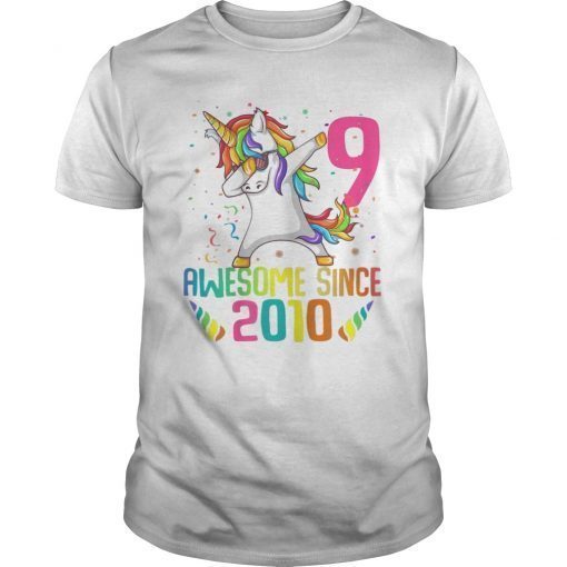 9 Years Old 9th Birthday Unicorn Dabbing T-Shirt