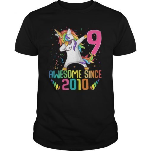 9 Years Old 9th Birthday Unicorn Dabbing T-Shirt Girl Party