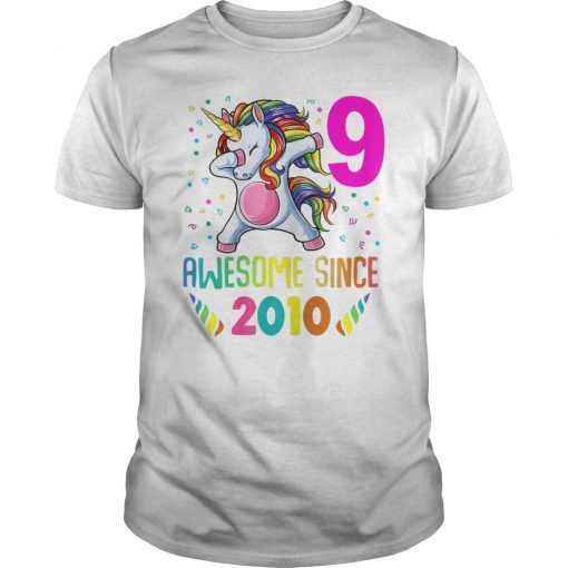 9 Years Old 9th Birthday Unicorn Dabbing Tee Shirt