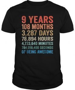 9 Years Old 9th Birthday Vintage Retro T Shirt Gifts
