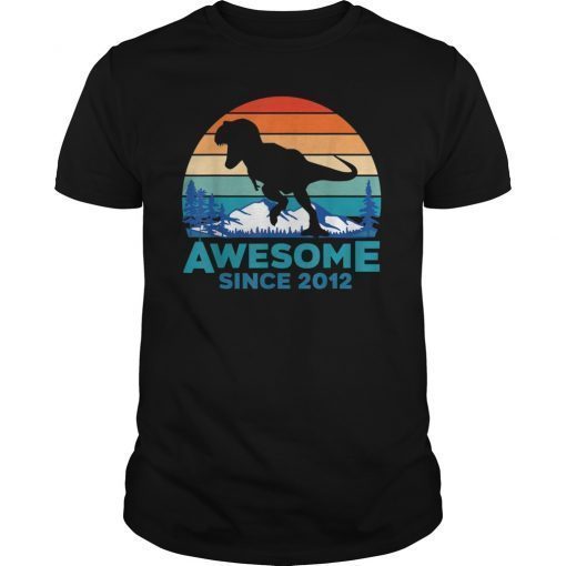 Awesome Since 2012 T-Shirt 7 Years Old Dinosaur Gift