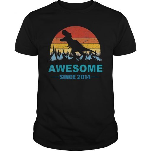 Awesome Since 2014 Shirt 5 Years Old Dinosaur Gift