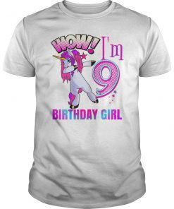 CUTE 9th Birthday Girl Dabbing Unicorn Shirt