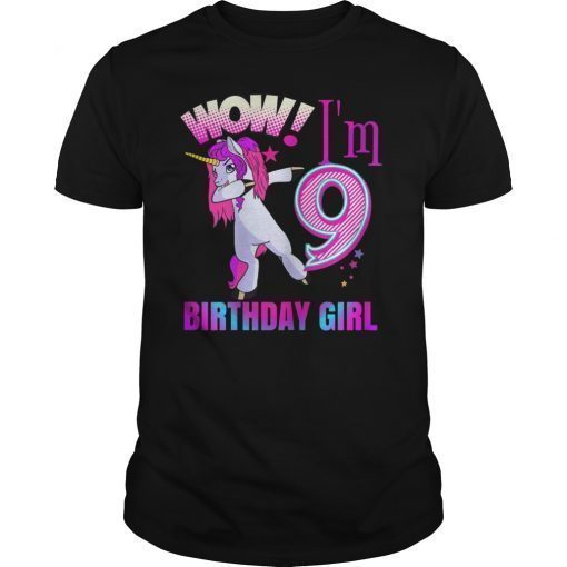 CUTE 9th Birthday Girl Dabbing Unicorn Shirt Party Outfit