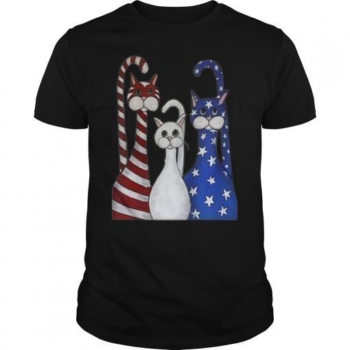 Cat American Flag USA Paws Patriotic T-Shirt