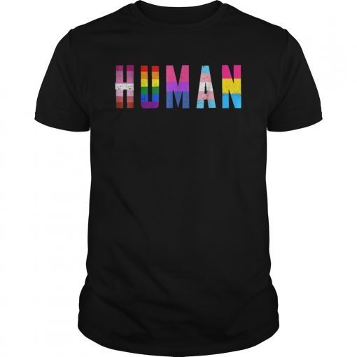 HUMAN Flag LGBT Gay Pride Month Transgender T Shirt
