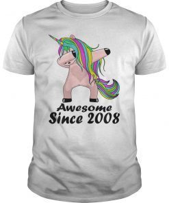 Kid 11 Yrs Old 11th Birthday Unicorn Dabbing Shirt 2008 Cute