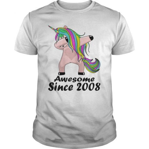 Kid 11 Yrs Old 11th Birthday Unicorn Dabbing Shirt 2008 Cute