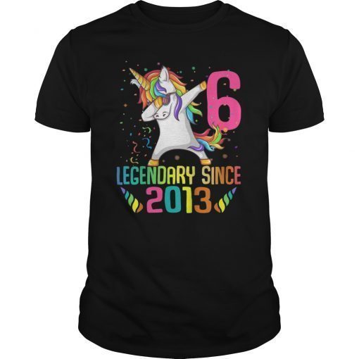 Kids 6 Years Old 6th Birthday Unicorn Dabbing Tee Shirt Girl Party