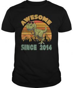 Kids Dinosaur 5th Birthday Boy T-Shirt Gift Awesome Since 2014