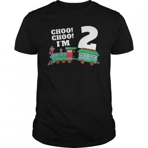 Kids I'm Two Train 2nd Birthday T Shirt Boy Toddler 2 Train Gift