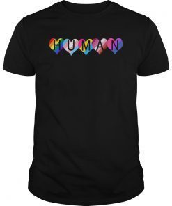 LGBT HUMAN Pride Month Pride Flag Colors in Heart Design T-Shirt